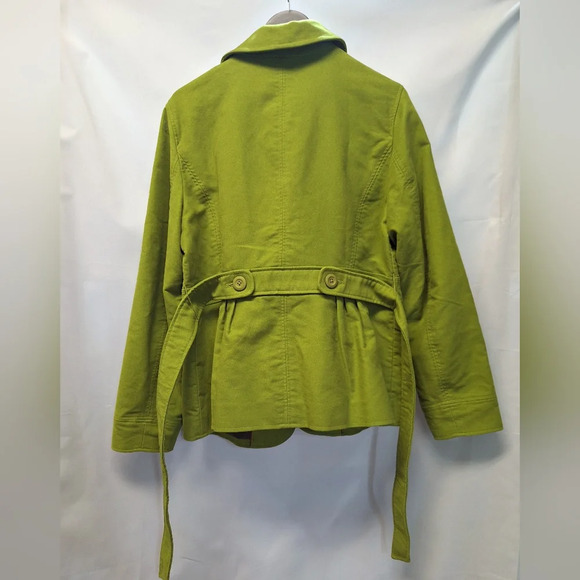 L.L. Bean Womens Pea Coat Suede Texture Apple Green w/ Matching Belt Regular Fit - Picture 13 of 16